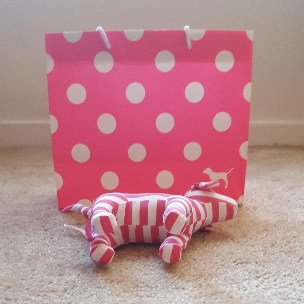 PINK Victoria's Secret White Pink Striped Dog - Picture 5 of 5